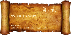 Malek Ambrus névjegykártya